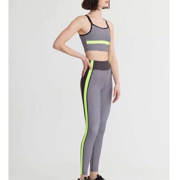 NYLORA Pants - 𝅺NYLORA women US XS Ardwell leggings black white houndstooth green stripe